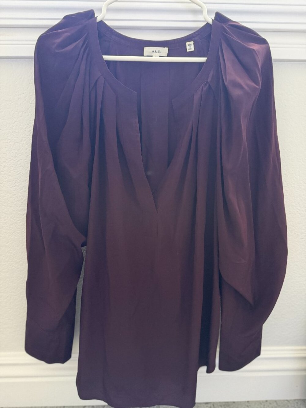 A.L.C. Silk Blouse – Women's Size 14 | Plum Long Sleeve